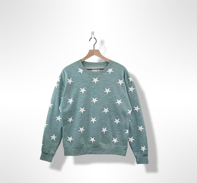 Soft Brushed Fleece Star Print Pullover Sweatshirt