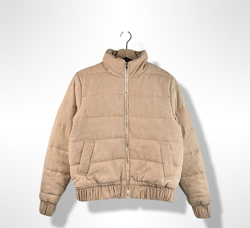 Jenna Corduroy Puffer Jacket - Beige