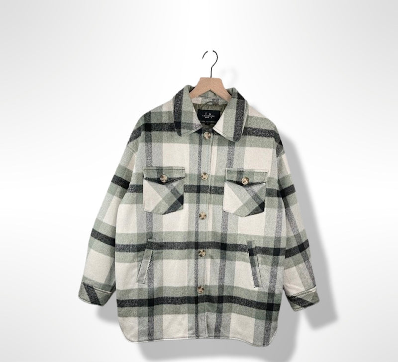 Green Oversized Plaid Jacket