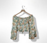 Floral Vintage Top Smocked Off The Shoulder