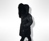 Calvin Klein Faux Fur-trim Belted Parka Coat Black