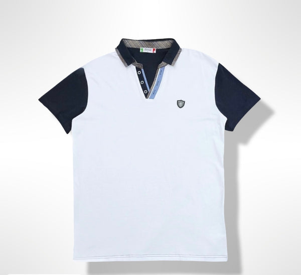 Italo Contrast Collar White Polo