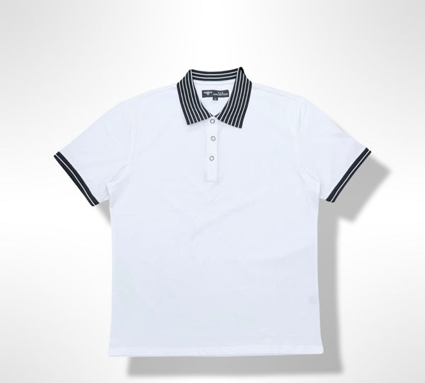 Stripe Collar White Polo