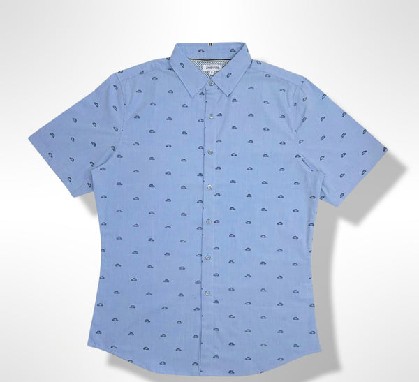 Zino Vizo Slim Fit Cars Print Blue Shirt