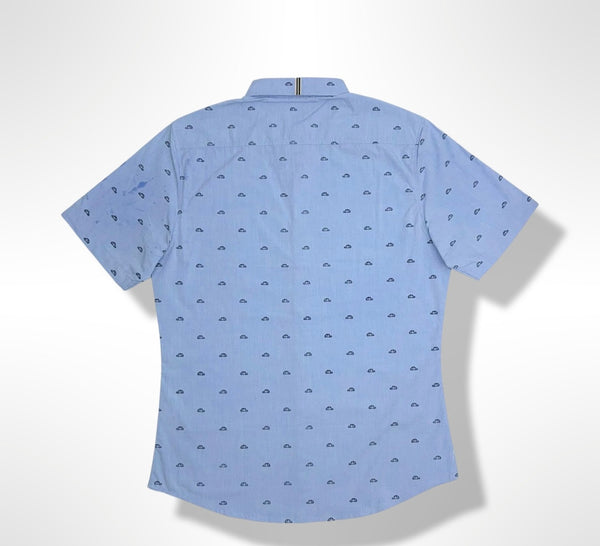 Zino Vizo Slim Fit Cars Print Blue Shirt