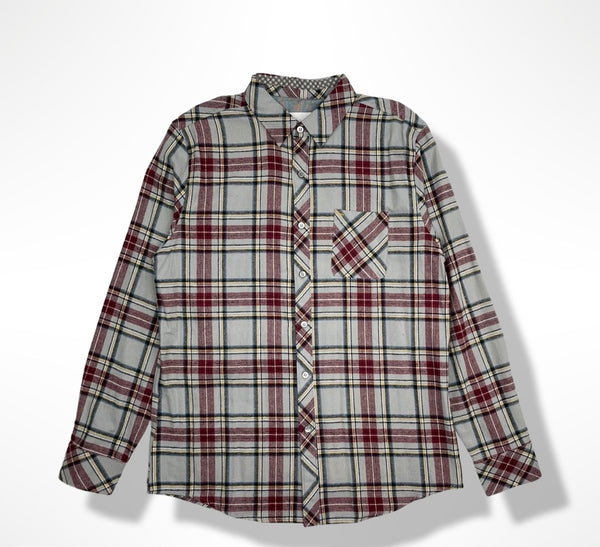 Zino Vizo Grey/Red Flannel Shirt