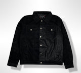 Men's Black Ace of Diamond Suede Trucker Jacket