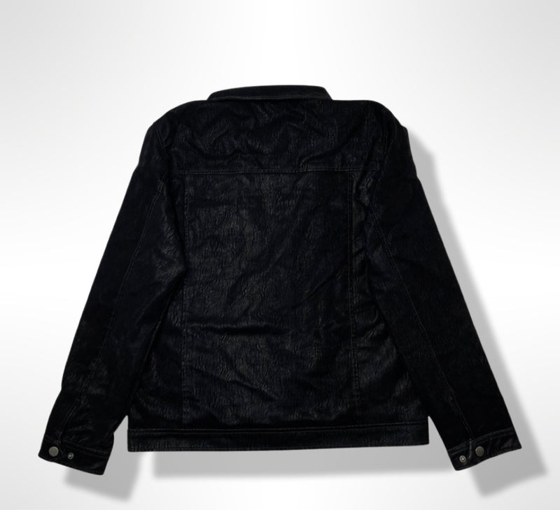 Men's Black Ace of Diamond Suede Trucker Jacket