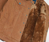 Men's Camel Ace Of Diamond Suede Trucker Jacket