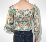 Floral Vintage Top Smocked Off The Shoulder