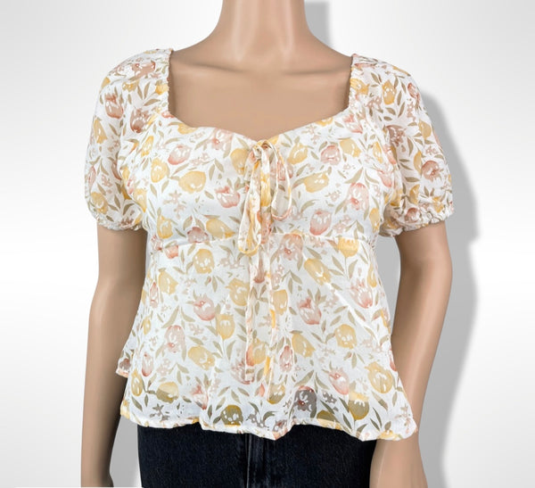 Burnout Floral Print Smoking Back top