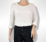 Ivory Round Neck Knit top Long Sleeve