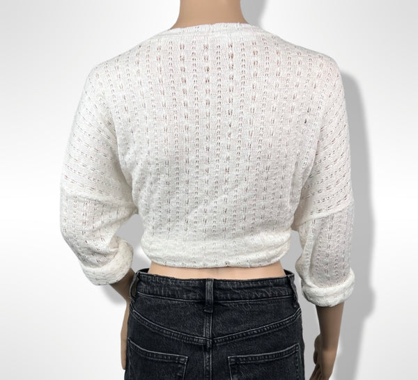 Ivory Round Neck Knit top Long Sleeve