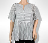 PIN STRIPED PLUTTER SLV BLOUSE