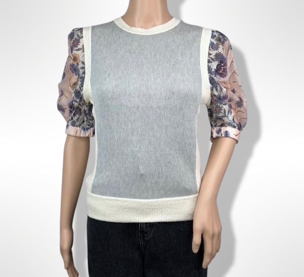 Round Neck Top with Contrast SSLV